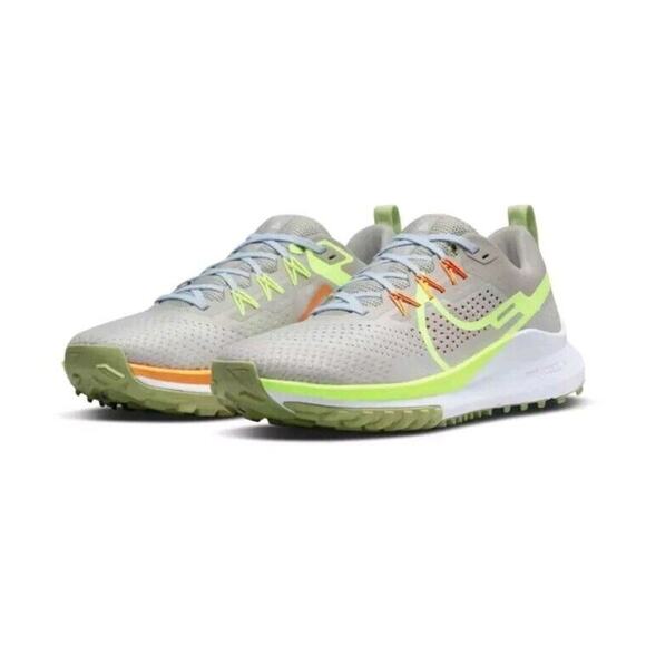 Nike React Pegasus Trail 4 Grey/Volt-Orange Running Shoe‎ DJ6158 002 Mens Sz 10 - Picture 1 of 16